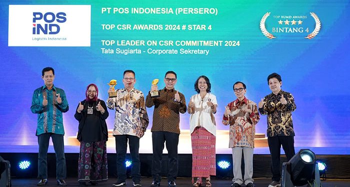 Sehari Usai Launching PosIND Goes Green, Pos Indonesia Sabet Penghargaan Top CSR Award 2024
