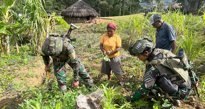 Galakkan Ketahanan Pangan, Satgas 323 Buaya Putih Edukasi Cara Berkebun