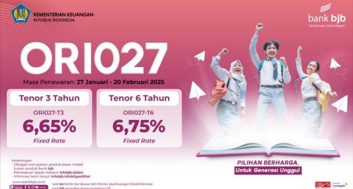 bank bjb Tawarkan ORI027 dengan Kupon Sampai Tinggi