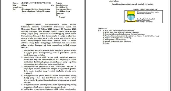 Disdik Kota Bandung Imbau Siswa tak Ikut Demonstrasi dan Tetap Fokus pada Belajar