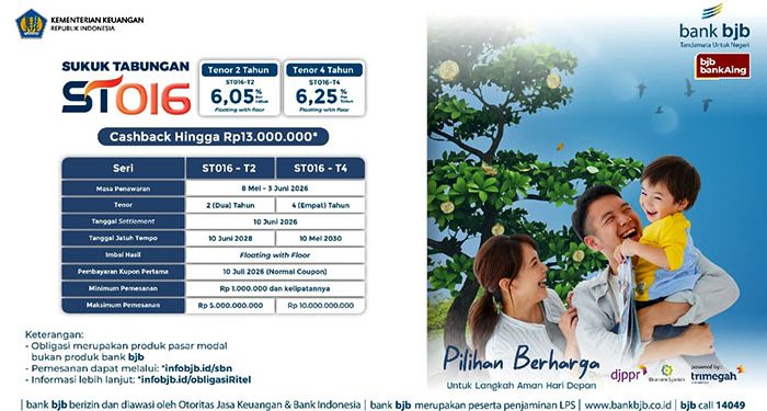 Investasi Aman dan Syariah, bank bjb Tawarkan Sukuk Tabungan ST016