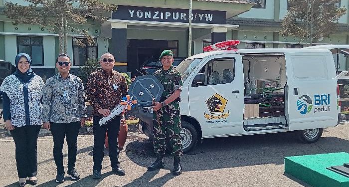 BRI Peduli Hibahkan Ambulans ke Yonzipur 3/YW, Dukung Layanan Kesehatan di Pangalengan