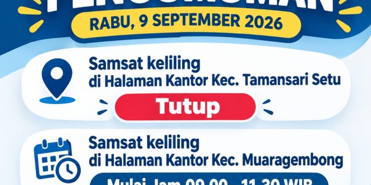 Samsat Keliling Bekasi Hari Ini Beroperasi di Muaragembong, Setu Tutup