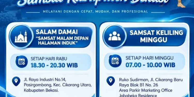 Samsat Kabupaten Bekasi Hadirkan Layanan Malam dan Samsat Keliling Minggu, Ini Jadwal dan Lokasinya